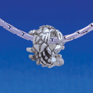B1765 tlf - Seaside Scene - Crabs - Silver Plated Large Hole Bead (6 per package)