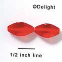 B1027 - 19 x 12 mm Resin Oblong Beads - Red (12 per package)