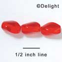 B1040 - 12 x 10 mm Resin Oblong Beads - Red (12 per package)