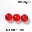 B1053 - 10 mm Resin Round Beads - Red (12 per package)