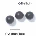 B1063 - 10 mm Resin Round Beads - Matte Black (12 per package)