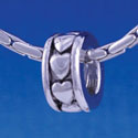 B1096 tlf - Silver Heart Spacer - Im. Rhodium Large Hold Beads (6 per package)