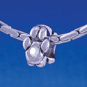 B1098 tlf - Mini Silver Paw with AB Swarovski Crystal - Im. Rhodium Large Hold Beads (6 per package)