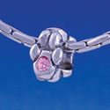 B1099 tlf - Mini Silver Paw with Pink Swarovski Crystal - Im. Rhodium Large Hold Beads (6 per package)