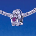 B1103 tlf - Mini Silver Paw with Purple Swarovski Crystal - Im. Rhodium Large Hold Beads (6 per package)