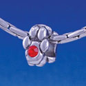 B1104 tlf - Mini Silver Paw with Red Swarovski Crystal - Im. Rhodium Large Hold Beads (6 per package)