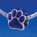 B1108 tlf - Large Navy Blue Paw - 2 Sided - Im. Rhodium Large Hold Beads (2 per package)
