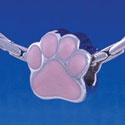 B1109 tlf - Large Pink Paw - 2 Sided - Im. Rhodium Large Hold Beads (2 per package)