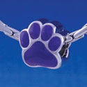 B1110 tlf - Large Purple Paw - 2 Sided - Im. Rhodium Large Hold Beads (2 per package)