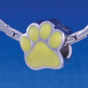 B1113 tlf - Large Yellow Paw - 2 Sided - Im. Rhodium Large Hold Beads (2 per package)