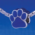 B1117 tlf - Large Royal Blue Paw - 2 Sided - Im. Rhodium Large Hold Beads (2 per package)