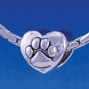 B1129 tlf - Large Silver Paw - 2 Sided - Im. Rhodium Large Hold Beads (6 per package)
