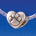 B1130 tlf - Large Gold Paw - 2 Sided - Gold Large Hold Beads (6 per package)