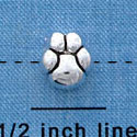 B1132 tlf - Mini Silver Paw - 2 Sided - Silver Plated Bead (6 per package)