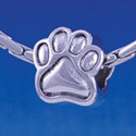 B1137 tlf - Antiqued Silver Paw - 2 Sided - Im. Rhodium Large Hold Beads (2 per package)