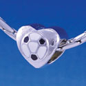 B1142 tlf - Enamel Soccerball in Heart - 2 Sided - Im. Rhodium Large Hold Beads (6 per package)