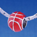 B1144 tlf - 3-D Enamel Basketball - Im. Rhodium Large Hold Beads (6 per package)