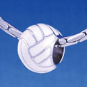 B1145 tlf - 3-D Enamel Volleyball - Im. Rhodium Large Hold Beads (6 per package)