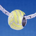 B1149 tlf - 3-D Enamel Waterpolo ball - Im. Rhodium Large Hold Beads (6 per package)