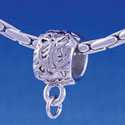 B1151 tlf - Silver Floral Pattern Barrel Bail with Loop - Im. Rhodium Large Hold Beads (6 per package)