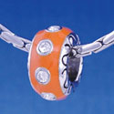 B1157 tlf - Large Spacer - Orange with Swarovski Crystals - Im. Rhodium Large Hold Beads (2 per package)
