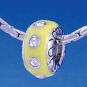 B1158 tlf - Large Spacer - Yellow with Swarovski Crystals - Im. Rhodium Large Hold Beads (2 per package)