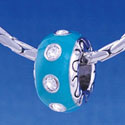 B1159 tlf - Large Spacer - Teal with Swarovski Crystals - Im. Rhodium Large Hold Beads (2 per package)