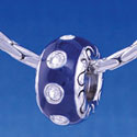 B1162 tlf - Large Spacer - Navy Blue with Swarovski Crystals - Im. Rhodium Large Hold Beads (2 per package)