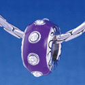 B1163 tlf - Large Spacer - Purple with Swarovski Crystals - Im. Rhodium Large Hold Beads (2 per package)