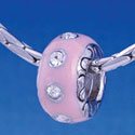 B1165 tlf - Large Spacer - Pink with Swarovski Crystals - Im. Rhodium Large Hold Beads (2 per package)