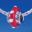 B1167 tlf - Large Spacer - Red Center with Clear Swarovski Crystals - Im. Rhodium Large Hold Beads (2 per package)