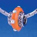 B1168 tlf - Large Spacer - Orange Center with Clear Swarovski Crystals - Im. Rhodium Large Hold Beads (2 per package)