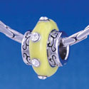 B1169 tlf - Large Spacer - Yellow Center with Clear Swarovski Crystals - Im. Rhodium Large Hold Beads (2 per package)