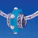 B1170 tlf - Large Spacer - Teal Center with Clear Swarovski Crystals - Im. Rhodium Large Hold Beads (2 per package)