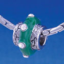 B1171 tlf - Large Spacer - Green Center with Clear Swarovski Crystals - Im. Rhodium Large Hold Beads (2 per package)