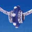 B1173 tlf - Large Spacer - Navy Blue Center with Clear Swarovski Crystals - Im. Rhodium Large Hold Beads (2 per package)