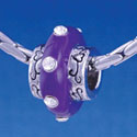 B1174 tlf - Large Spacer - Purple Center with Clear Swarovski Crystals - Im. Rhodium Large Hold Beads (2 per package)