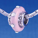 B1176 tlf - Large Spacer - Pink Center with Clear Swarovski Crystals - Im. Rhodium Large Hold Beads (2 per package)