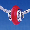 B1181 tlf - Large Spacer - Red Center - Im. Rhodium Large Hold Beads (6 per package)