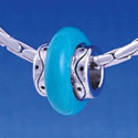 B1184 tlf - Large Spacer - Teal Center - Im. Rhodium Large Hold Beads (6 per package)