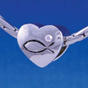 B1190 tlf - Christian Fish with AB Crystal in Heart - Im. Rhodium Large Hold Beads (6 per package)