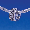 B1195 tlf - Large Spacer - Silver Heart Scroll Pattern - Im. Rhodium Large Hold Beads (6 per package)