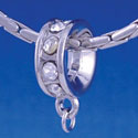 B1197 tlf - Clear Swarovski Crystal Rondelle with Loop - Im. Rhodium Large Hole Beads (6 per package)