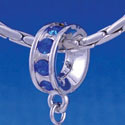 B1198 tlf - Blue Sapphire Swarovski Crystal Rondelle with Loop - Im. Rhodium Large Hole Beads (2 per package)