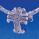 B1211 tlf - Silver 2-D Antiqued Celtic Cross - Im. Rhodium Large Hole Beads (6 per package)