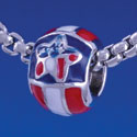 B1240 tlf - Red, White and Blue Star - Im. Rhodium Large Hole Beads (6 per package)