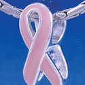 B1244 tlf - Pink Ribbon - Im. Rhodium Large Hole Beads (6 per package)