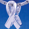 B1247 tlf - Silver Ribbon - Im. Rhodium Large Hole Beads (6 per package)