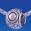 B1259 tlf - Silver Pattern with 2 Gold Bullets - Im. Rhodium & Gold Large Hole Beads (6 per package)