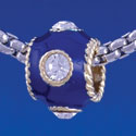 B1263 tlf - Navy Blue Enamel Band with 4 Swarovski Crystals - Gold Large Hole Beads (6 per package)